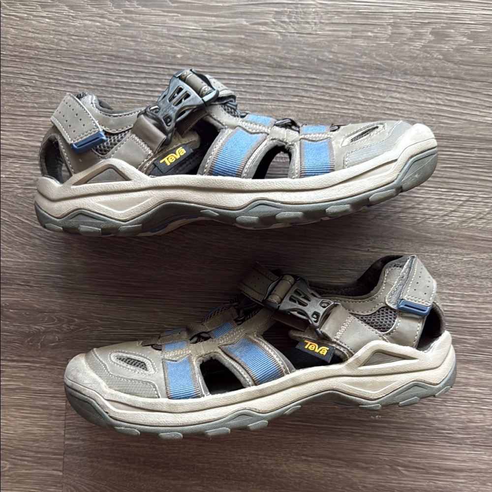 Teva Blue and Gray Sport Sandals with Velcro Straps